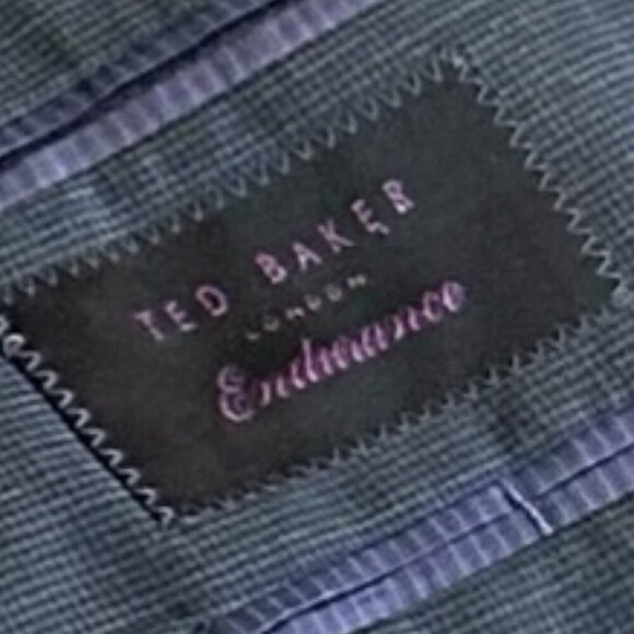 Ted Baker Endurance Navy Blue Check Print Blazer Jacket Designer Size 38R Men's - Picture 13 of 13